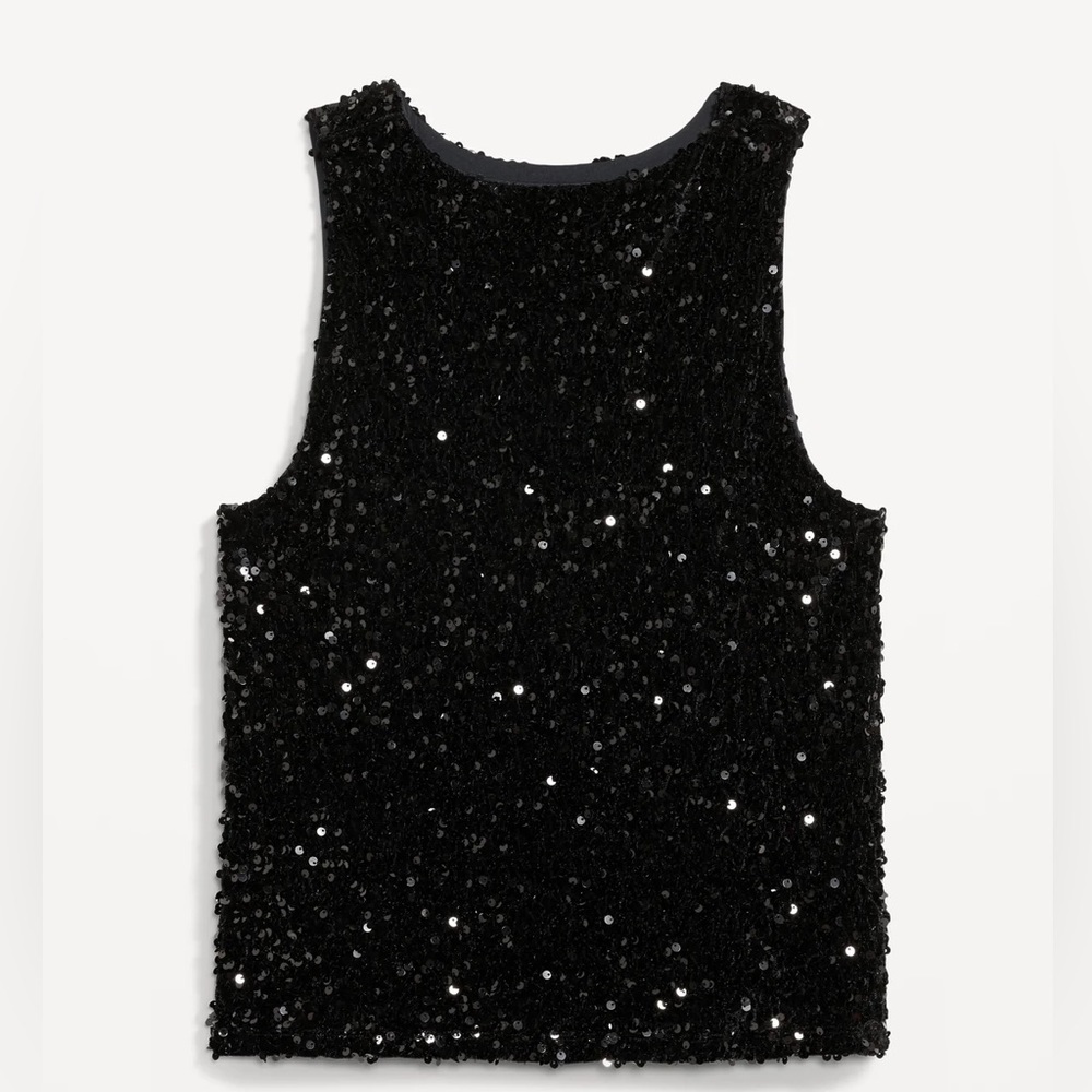 NWT! Old Navy Black Sleeveless Sequin Swing Top for Women - Large  🌵 - Picture 7 of 10